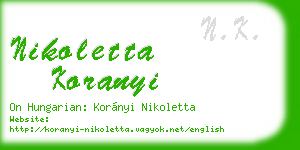 nikoletta koranyi business card